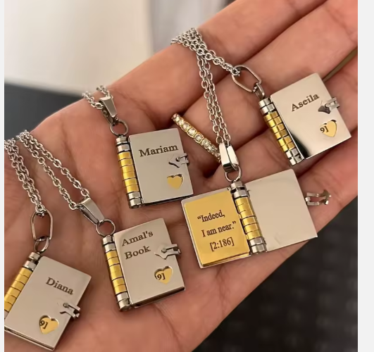 Custom Book Necklace, Any Message Inside