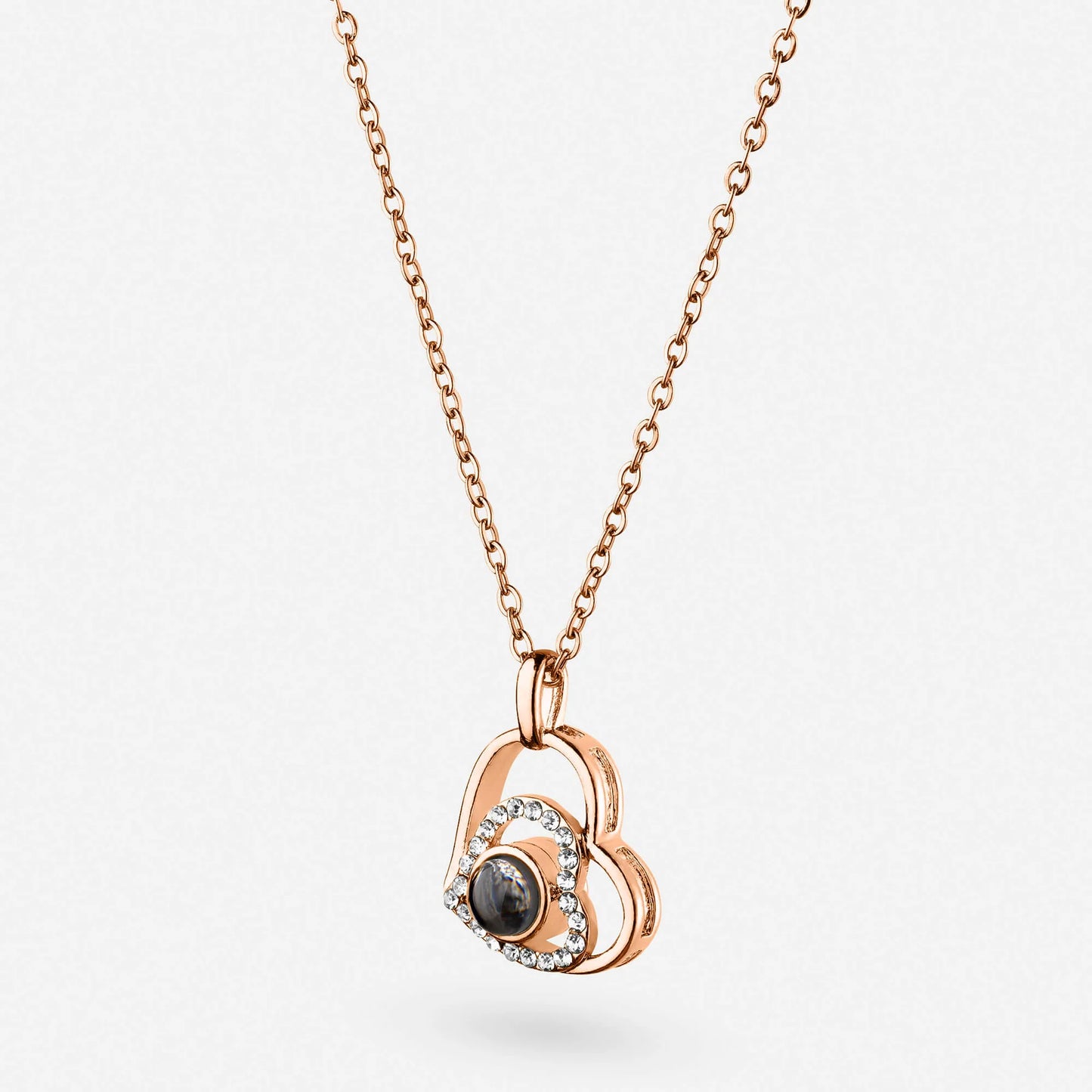 Crossed Heart Photo Necklace