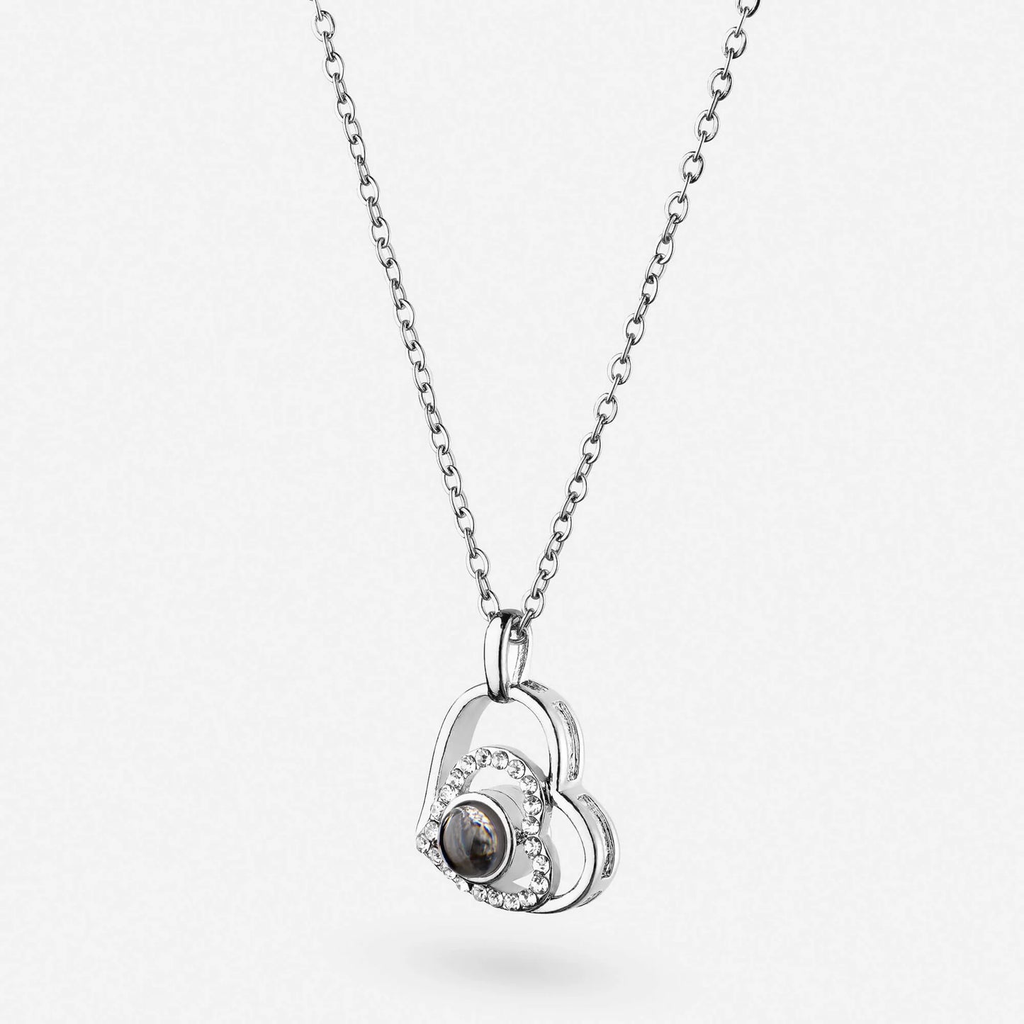 Crossed Heart Photo Necklace